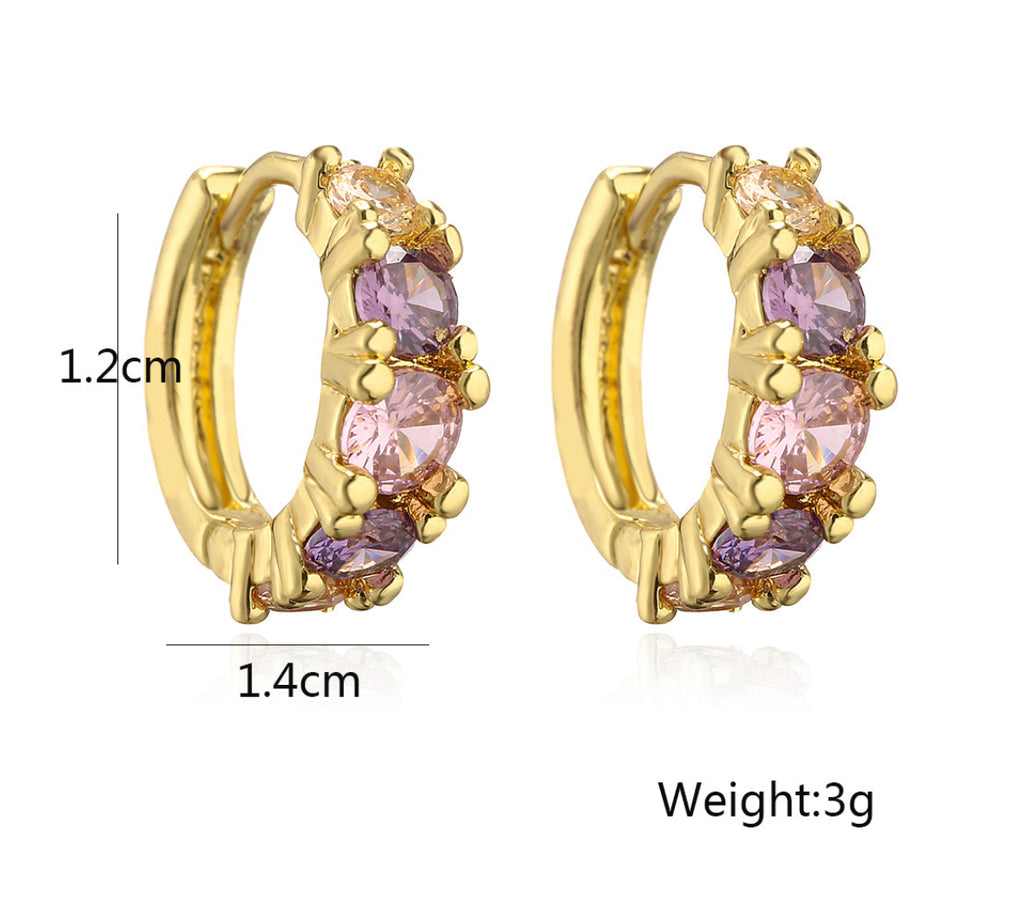 Light Luxury Colorful Zircon Splicing Earrings