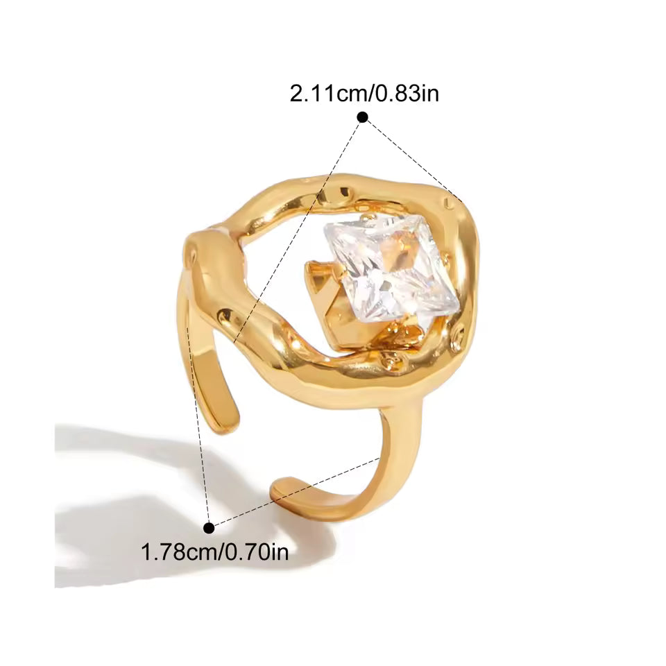 LuxeGlow Geometric Zircon Party Ring