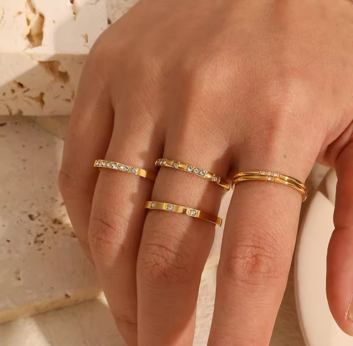 Golden Gleam Zircon Cocktail Ring