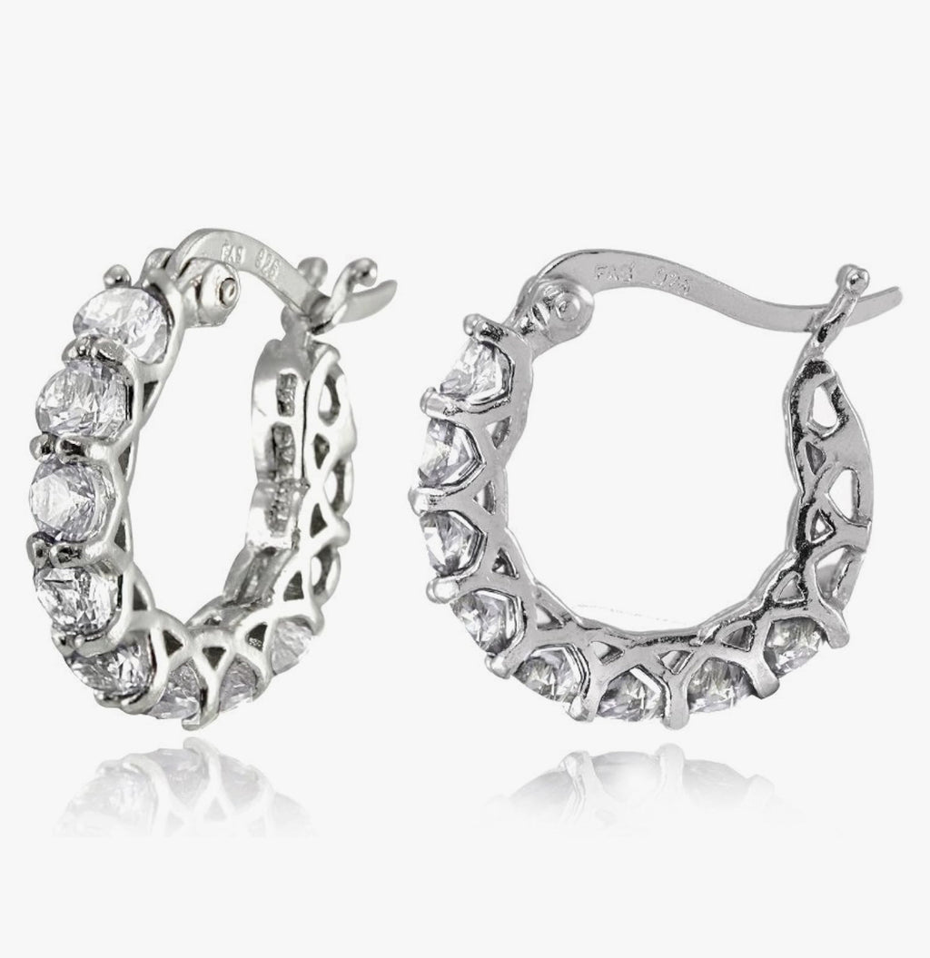 Huitan GeoGlow Zirconia Hoop Earrings