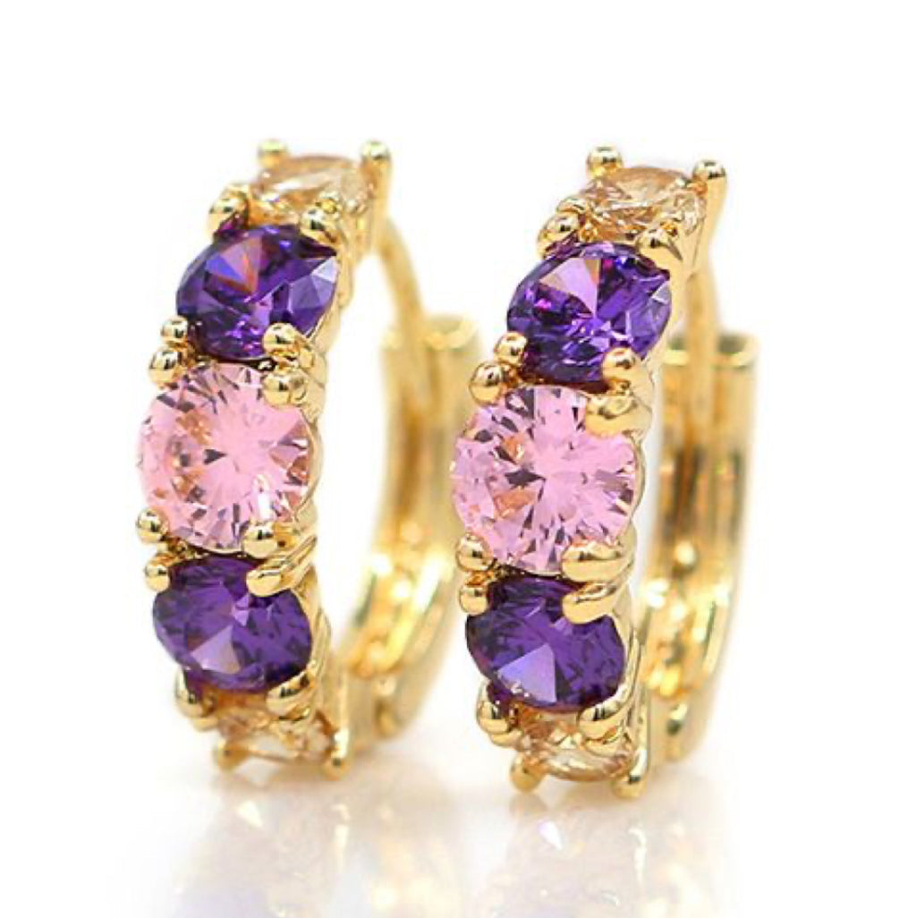 Light Luxury Colorful Zircon Splicing Earrings