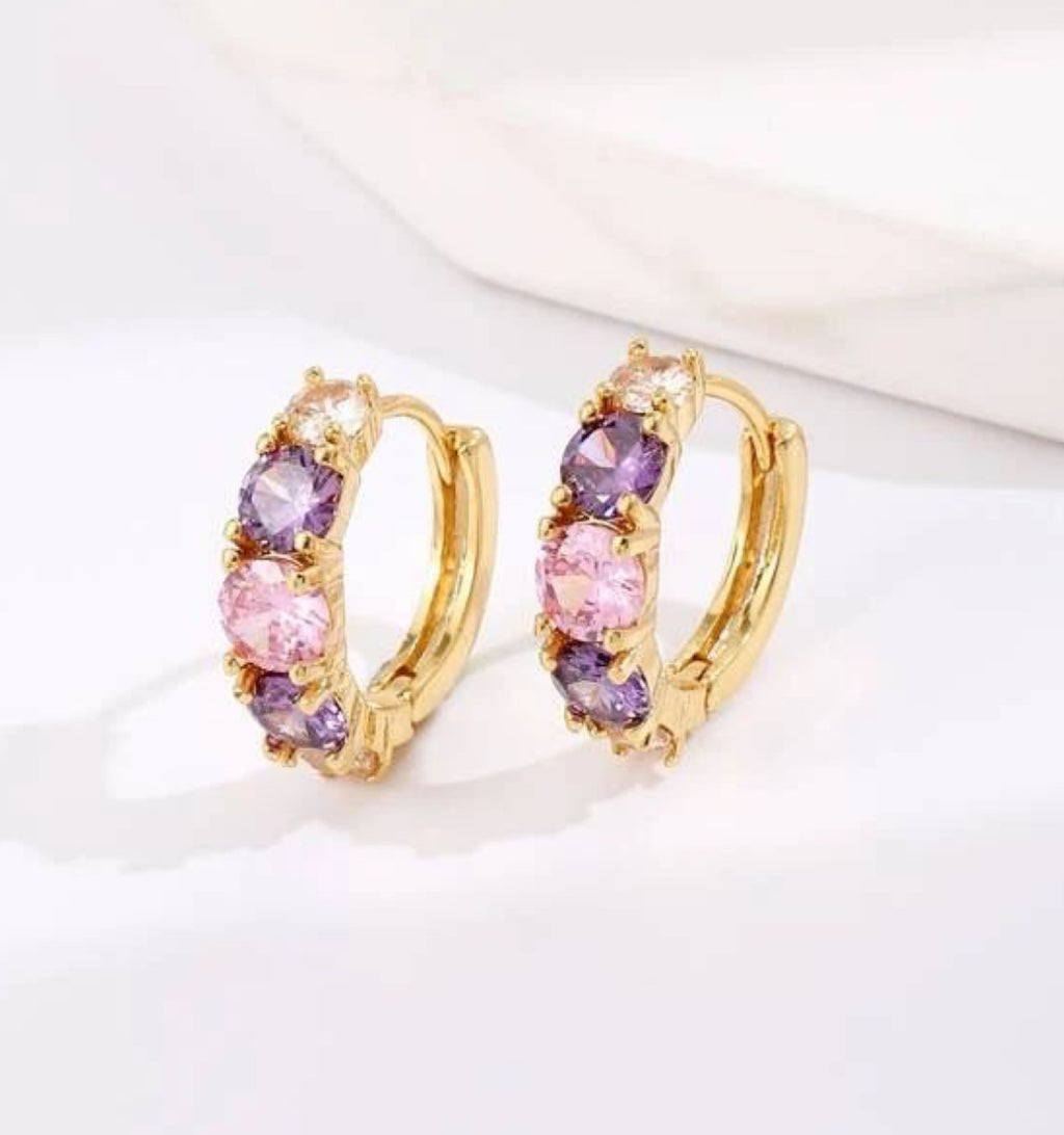 Light Luxury Colorful Zircon Splicing Earrings
