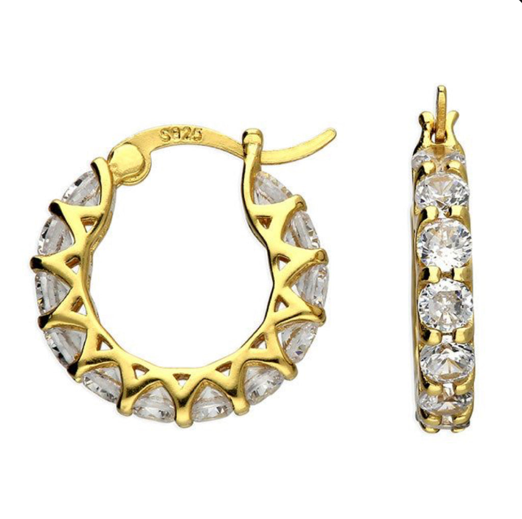 Huitan GeoGlow Zirconia Hoop Earrings
