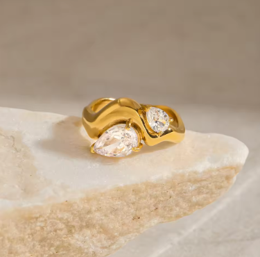 Golden Aura Irregular Cocktail Ring