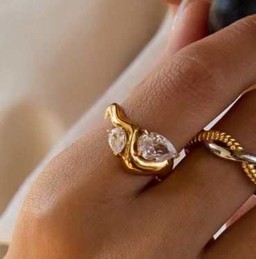 Golden Aura Irregular Cocktail Ring